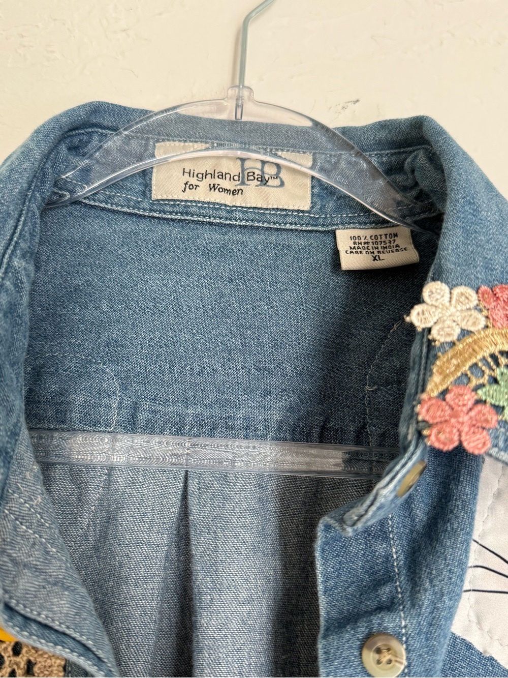 Upcycled Denim Patchwork Shirt Shacket Medium to XL - Picture 7 of 9